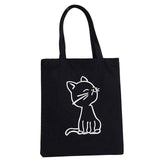 Cat Printed Shoulder Bag Cat Design Bags Pet Clever Snobby Cat Black 