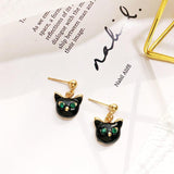 Cat Rhinestone Pendant Stud Earrings Cat Design Accessories Pet Clever 