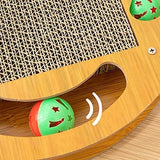 Cat Scratching Board with 4 Cat Bell Balls Toys and Spring Mouse Toy Cat Pet Clever 