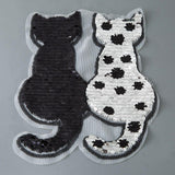 Cat Shape Reversible Sequins Sew On Patch Cat Design Accessories Pet Clever Black 