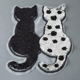Cat Shape Reversible Sequins Sew On Patch Cat Design Accessories Pet Clever 