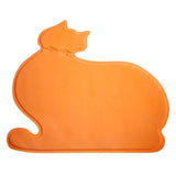 Cat Shape Silicone Feed Placemat Dog Bowls & Feeders Pet Clever Orange 