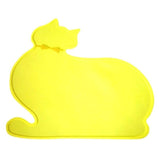 Cat Shape Silicone Feed Placemat Dog Bowls & Feeders Pet Clever Yellow 