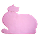 Cat Shape Silicone Feed Placemat Dog Bowls & Feeders Pet Clever Pink 