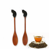 Cat Shaped Handle Wooden Stirring Spoon Home Decor Cats Pet Clever 