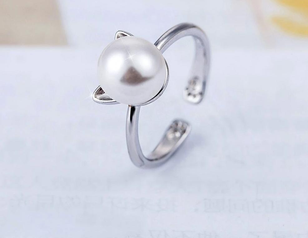 Cat Shaped Pearl Ring Cat Design Accessories Pet Clever 