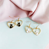 Cat Sitting on Heart Earrings Cat Design Accessories Pet Clever 
