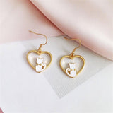Cat Sitting on Heart Earrings Cat Design Accessories Pet Clever 
