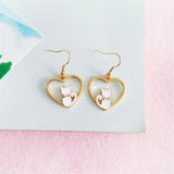 Cat Sitting on Heart Earrings Cat Design Accessories Pet Clever white 