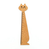 Cat Straight Wooden Ruler Cat Design Accessories Pet Clever yellow 