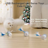 Cat Toy with 3 Feathers Automatic Cat Toys with LED Lights Cat Pet Clever 