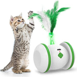 Cat Toy with 3 Feathers Automatic Cat Toys with LED Lights Cat Pet Clever Green 