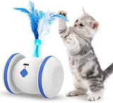 Cat Toy with 3 Feathers Automatic Cat Toys with LED Lights Cat Pet Clever Blue 