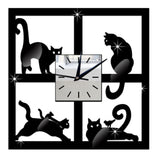 Cat Wall Clock Home Decor Cats Pet Clever 