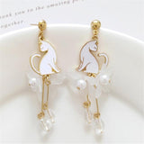 Cat White Pearl Earrings Cat Design Accessories Pet Clever White stud earrings 