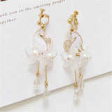 Cat White Pearl Earrings Cat Design Accessories Pet Clever White ear clip 