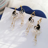 Cat White Pearl Earrings Cat Design Accessories Pet Clever 
