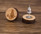 Cat Wooden Earrings Cat Design Accessories Pet Clever 