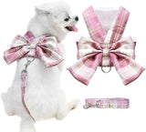 Classic Plaid Harness and Leash with D-Ring Soft Mesh Harness Set Dog Harness Pet Clever Pink X-Small 