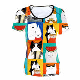Classic Style Cat Print Shirts Cat Design T-Shirts Pet Clever 