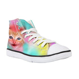 Classic Women High Top Colorful Happy Cat Shoes Cat Design Footwear Pet Clever 