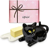 Classy Black Cat Decor Butter Dish Cat Design Accessories Pet Clever 