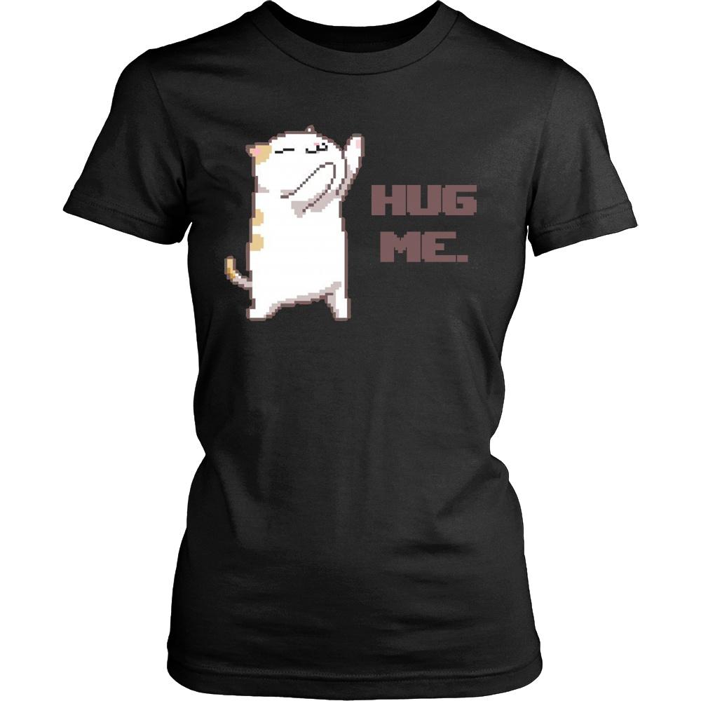 Clingy Cat "Hug Me" Shirt Design T-shirt teelaunch District Womens Shirt Black XS