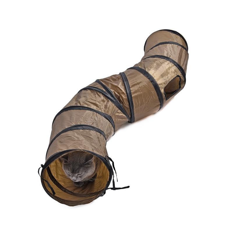 Collapsible Brown S-Shaped Cat Tunnel Play Toy Cat Toys Pet Clever 