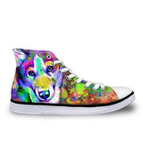 Color Splash High Top Women 3D Dog Print Shoes Dog Design Footwear Pet Clever 11 5 