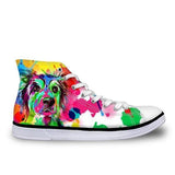 Color Splash High Top Women 3D Dog Print Shoes Dog Design Footwear Pet Clever 4 5 
