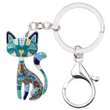 Colorful Cat Keychain Cat Design Accessories Pet Clever Blue 