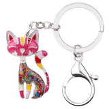 Colorful Cat Keychain Cat Design Accessories Pet Clever Red 