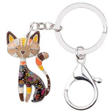 Colorful Cat Keychain Cat Design Accessories Pet Clever Brown 