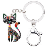Colorful Cat Keychain Cat Design Accessories Pet Clever Black 