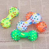 Colorful Dotted Dumbbell Shaped Squeaky Toy Toys Pet Clever 