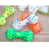 Colorful Dotted Dumbbell Shaped Squeaky Toy Toys Pet Clever 