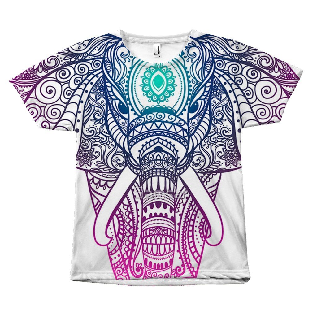 Colorful Elephant Mandala Pattern Print Design T-Shirt All Over Print teelaunch Elephant Mandala Art S 