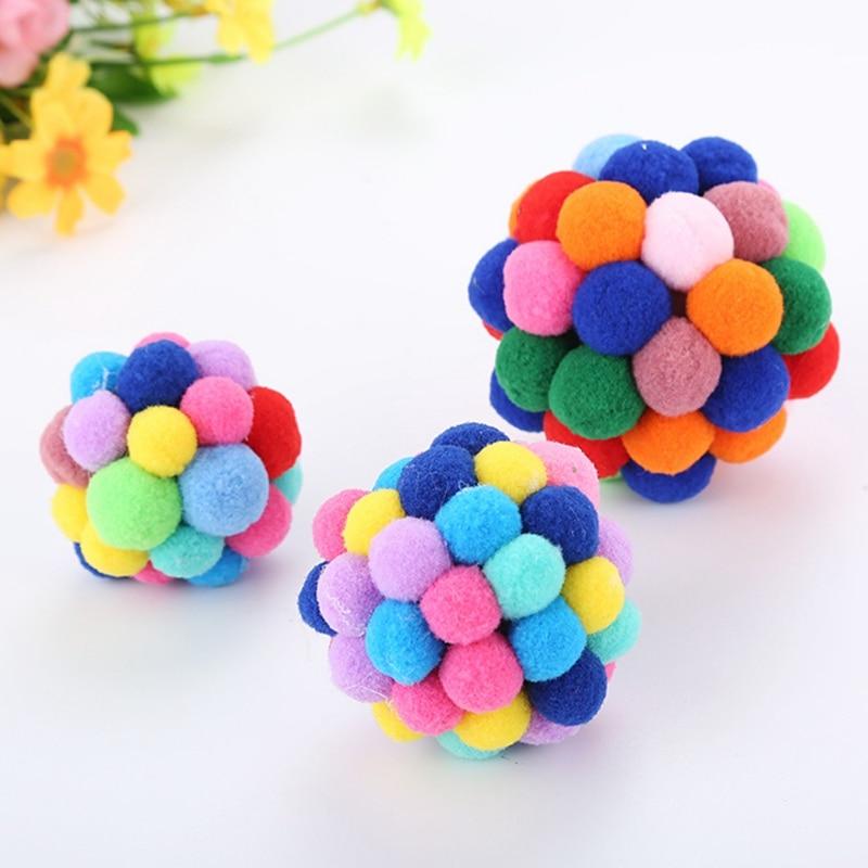 Colorful Handmade Bouncy Ball Interactive Cat Toy Cat Pet Clever 