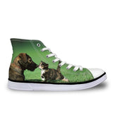 Colorful Women High Top Canvas Shoes Cat Design Footwear Pet Clever Design C 