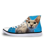 Cool Hairless Cat Printed High Top Vintage Shoes Cat Design Footwear Pet Clever 