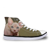 Cool Hairless Cat Printed High Top Vintage Shoes Cat Design Footwear Pet Clever G 
