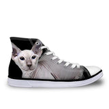 Cool Hairless Cat Printed High Top Vintage Shoes Cat Design Footwear Pet Clever C 