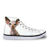 Cool Hairless Cat Printed High Top Vintage Shoes Cat Design Footwear Pet Clever K 