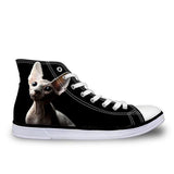 Cool Hairless Cat Printed High Top Vintage Shoes Cat Design Footwear Pet Clever F 