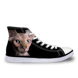 Cool Hairless Cat Printed High Top Vintage Shoes Cat Design Footwear Pet Clever E 