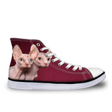 Cool Hairless Duo Cat Printed High Top Vintage Shoes Cat Design Footwear Pet Clever 