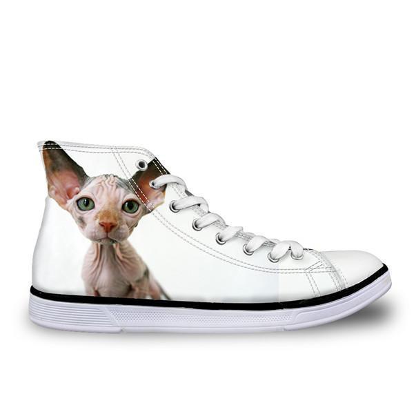 Cool Hairless Posing Cat Printed High Top Vintage Shoes Cat Design Footwear Pet Clever US 5 - EU35 -UK3 