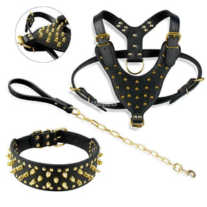 4-Strap Studded Leather Harness