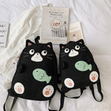 Creative Cat Canvas Backpack Cat Design Bags Pet Clever 
