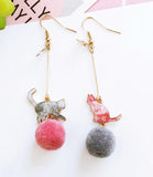 Creative Cute Coloured Cat Earrings Cat Design Accessories Pet Clever pink 